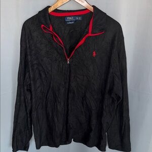 Polo by Ralph Lauren Black Shirt Jacket with Red Collar Preppy Men’s 2XL